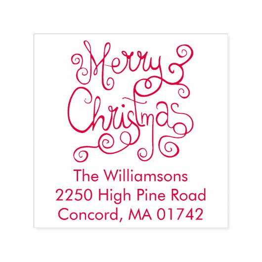 Festliche Weihnachtskalligraphie-Rücksendeadresse Permastempel (Design)
