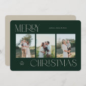 Festliche Weihnachtskarte mit 3 Fotos Feiertagskarte (Vorne/Hinten)