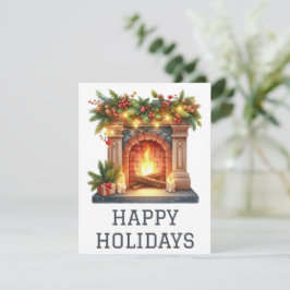 Festliche Weihnachtskarte mit Kamin Feiertagskarte