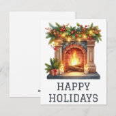 Festliche Weihnachtskarte mit Kamin Feiertagskarte (Vorne/Hinten)