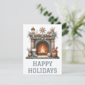 Festliche Weihnachtskarte mit Kamin Feiertagskarte (Stehend Vorderseite)