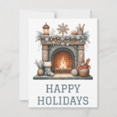 Festliche Weihnachtskarte mit Kamin Feiertagskarte (Vorderseite)