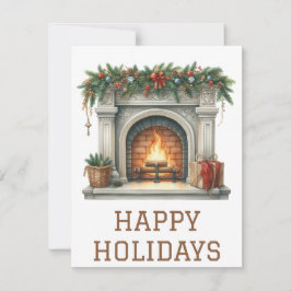 Festliche Weihnachtskarte mit Kamin Feiertagskarte