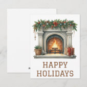 Festliche Weihnachtskarte mit Kamin Feiertagskarte (Vorne/Hinten)