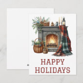 Festliche Weihnachtskarte mit Kamin Feiertagskarte (Vorne/Hinten)