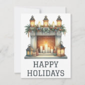 Festliche Weihnachtskarte mit Kamin Feiertagskarte (Vorderseite)