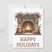 Festliche Weihnachtskarte mit Kamin Feiertagskarte (Vorderseite)