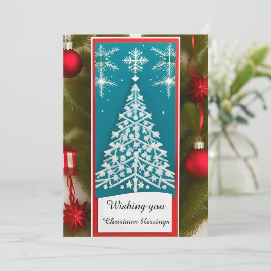 Festliche Weihnachtskarte Snowflake Feiertagskarte (Stehend Vorderseite)