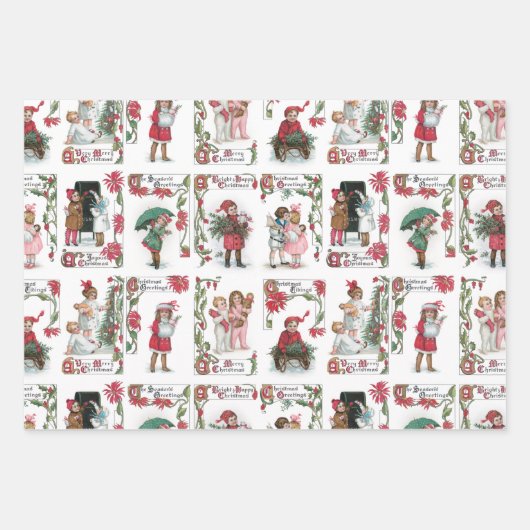 Festliche Weihnachtskarten-Collage für Viktorianis Geschenkpapier Set (Vorderseite 2)