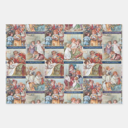 Festliche Weihnachtskarten-Collage für Viktorianis Geschenkpapier Set (Vorderseite)