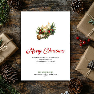 Festliche Weihnachtskerzen rustikale Holzgrüße Feiertagskarte