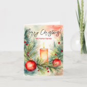 Festliche Weihnachtskerzen- und Kiefernzweige Karte (Vorderseite)