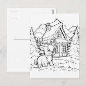 Festliche Weihnachtskinder-Färbung Rentier Postkarte (Vorne/Hinten)