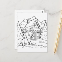 Festliche Weihnachtskinder-Färbung Rentier