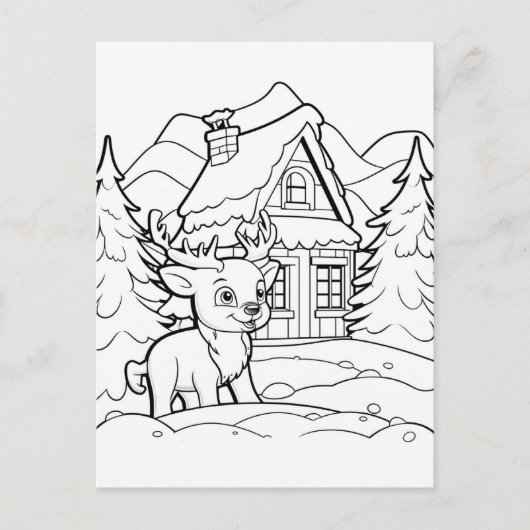Festliche Weihnachtskinder-Färbung Rentier Postkarte (Vorderseite)