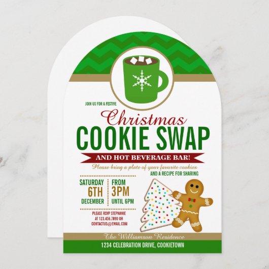 Festliche Weihnachtskochtausch-Party Einladung (Vorne/Hinten)