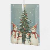 Festliche Weihnachtskollektion der Familie Snowman Ornament Aus Glas (Vorderseite links)