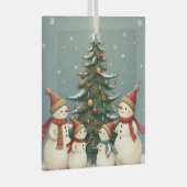 Festliche Weihnachtskollektion der Familie Snowman Ornament Aus Glas (Vorderseite Rechts)