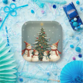 Festliche Weihnachtskollektion der Familie Snowman Pappteller (Party)