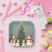 Festliche Weihnachtskollektion der Familie Snowman Pappteller (Party)
