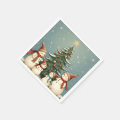 Festliche Weihnachtskollektion der Familie Snowman Serviette (Ecke)