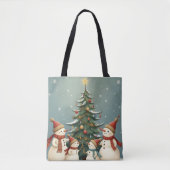 Festliche Weihnachtskollektion der Familie Snowman Tasche (Vorderseite)