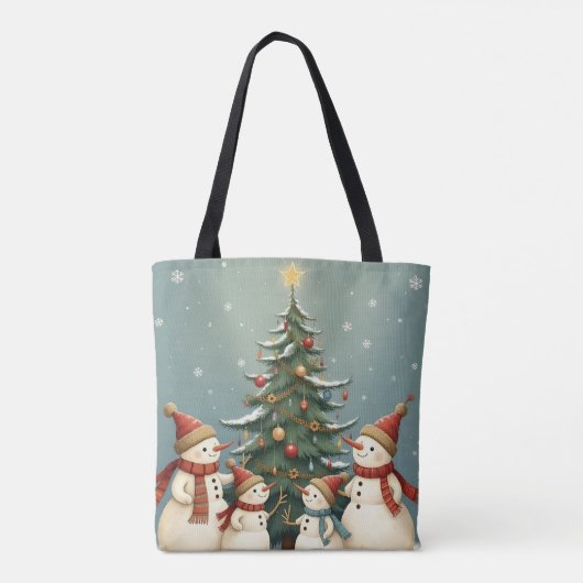 Festliche Weihnachtskollektion der Familie Snowman Tasche (Rückseite)