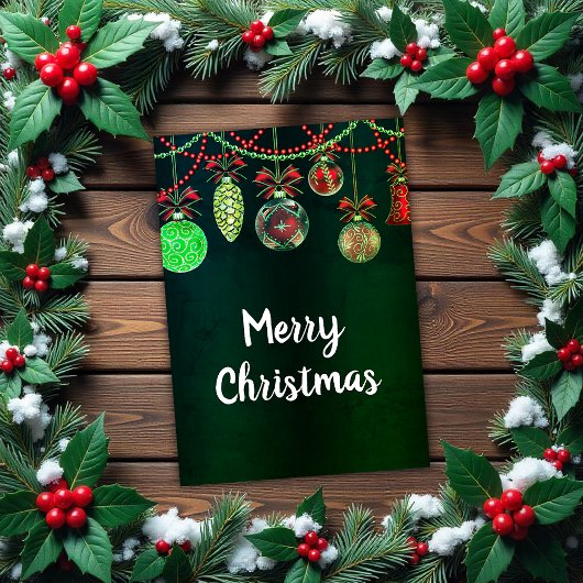 Festliche Weihnachtskugeln Grüne Weihnachtskarte Karte