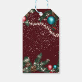 Festliche Weihnachtsleuchten Kiefernäste Schnee ro Geschenkanhänger (Rückseite)