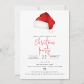 Festliche Weihnachtsmannmütze Schwarzes Weihnachts Einladung (Vorderseite)
