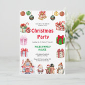 Festliche Weihnachtsmannmütze Weihnachts-Party Einladung (Stehend Vorderseite)