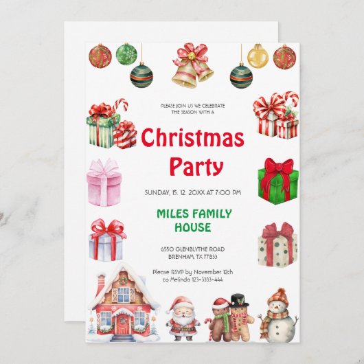 Festliche Weihnachtsmannmütze Weihnachts-Party Einladung (Vorne/Hinten)