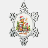 Festliche Weihnachtsnachtsnachtsnachtsnachtszug Ja Schneeflocken Zinn-Ornament (Rechts)