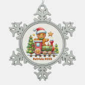 Festliche Weihnachtsnachtsnachtsnachtsnachtszug Ja Schneeflocken Zinn-Ornament (Vorderseite)