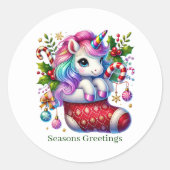 Festliche Weihnachtspepperminte Einhorn individuel Runder Aufkleber (Vorderseite)