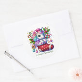 Festliche Weihnachtspepperminte Einhorn individuel Runder Aufkleber (Umschlag)