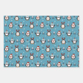 Festliche Weihnachtspinguine und Bären gefliest Geschenkpapier Set (Vorderseite)