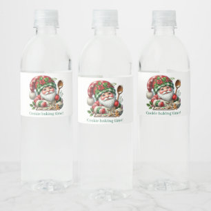 Festliche Weihnachtsplätzchen-Backparty-Gnom  Wasserflaschenetikett