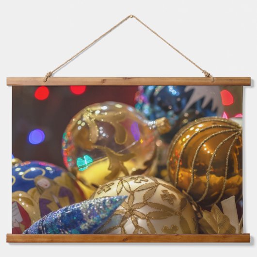 Festliche Weihnachtsschmuck Nah Wandteppich Mit Holzrahmen (Vorne)