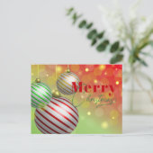 Festliche Weihnachtsschmuck twinken goldene Lichte Feiertagspostkarte (Stehend Vorderseite)