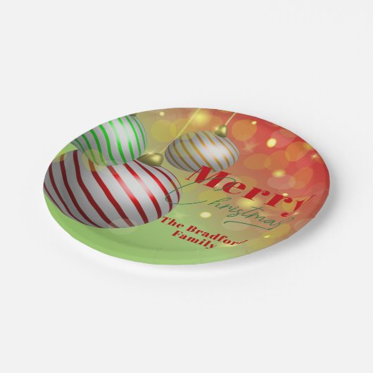 Festliche Weihnachtsschmuck twinken goldene Lichte Pappteller (Schrägansicht)