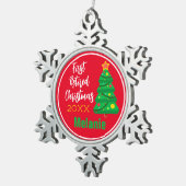 Festliche Weihnachtsschmuckstücke mit der ersten R Schneeflocken Zinn-Ornament (Rechts)