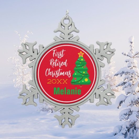 Festliche Weihnachtsschmuckstücke mit der ersten R Schneeflocken Zinn-Ornament