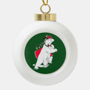 Festliche WeihnachtsSkaten-polarer Bärn-wild Keramik Kugel-Ornament