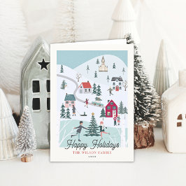 Festliche Weihnachtsstadt/Dorf Feiertagskarte