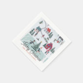 Festliche Weihnachtsstadt/Dorfurlaub Serviette (Ecke)