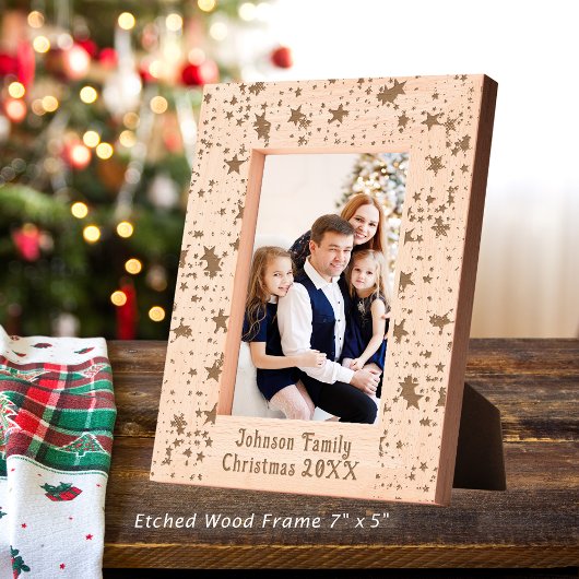 Festliche Weihnachtsstars Familienname 12x18 Holz Geätzte Rahmen