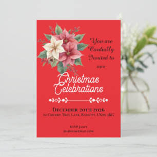 Festliche Weihnachtsstern-Pink-Weihnachten Einladung