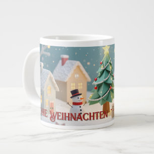 Festliche Weihnachtsszene mit Schneemännern Jumbo-Tasse