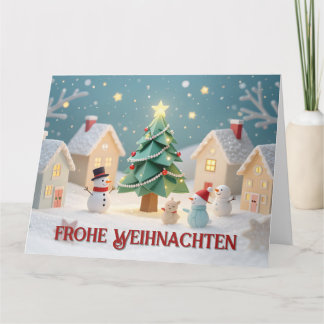 Festliche Weihnachtsszene mit Schneemännern Karte